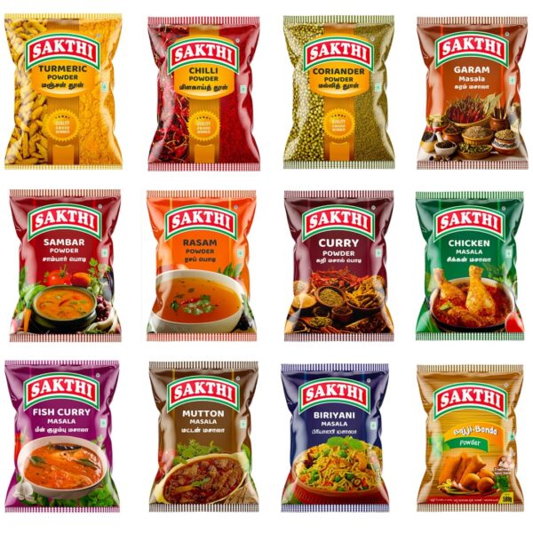 SAKTHI - 11 Masala Combo Packs - 100gm | Bajji-Bonda Powder 500gm